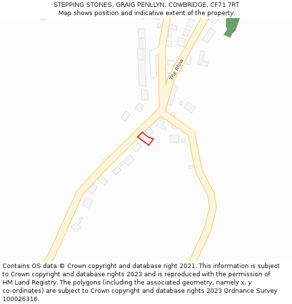 STEPPING STONES, GRAIG PENLLYN, COWBRIDGE, CF71 7RT: Location map and indicative extent of plot