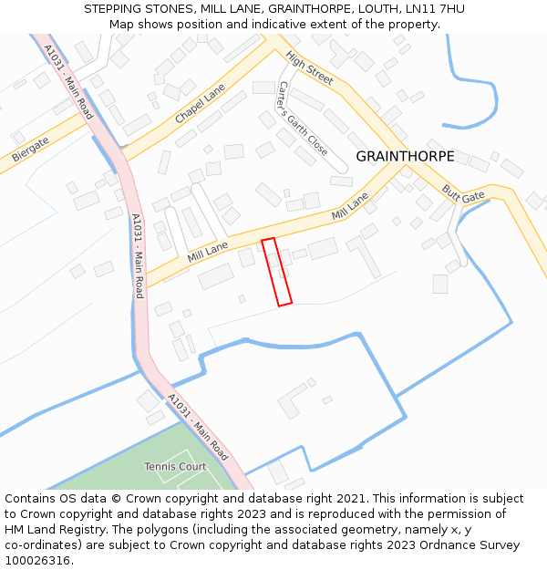 STEPPING STONES, MILL LANE, GRAINTHORPE, LOUTH, LN11 7HU: Location map and indicative extent of plot