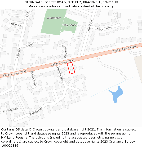 STERNDALE, FOREST ROAD, BINFIELD, BRACKNELL, RG42 4HB: Location map and indicative extent of plot