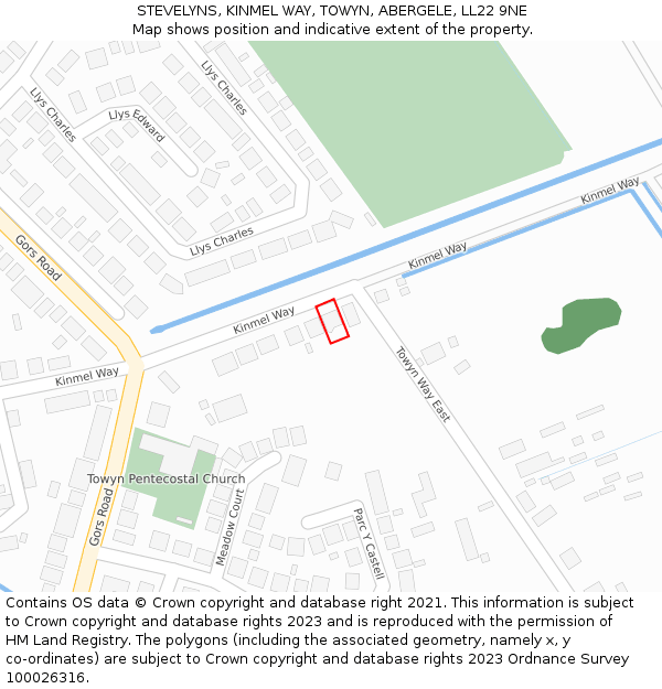 STEVELYNS, KINMEL WAY, TOWYN, ABERGELE, LL22 9NE: Location map and indicative extent of plot