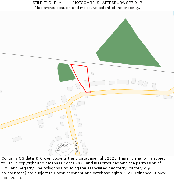 STILE END, ELM HILL, MOTCOMBE, SHAFTESBURY, SP7 9HR: Location map and indicative extent of plot