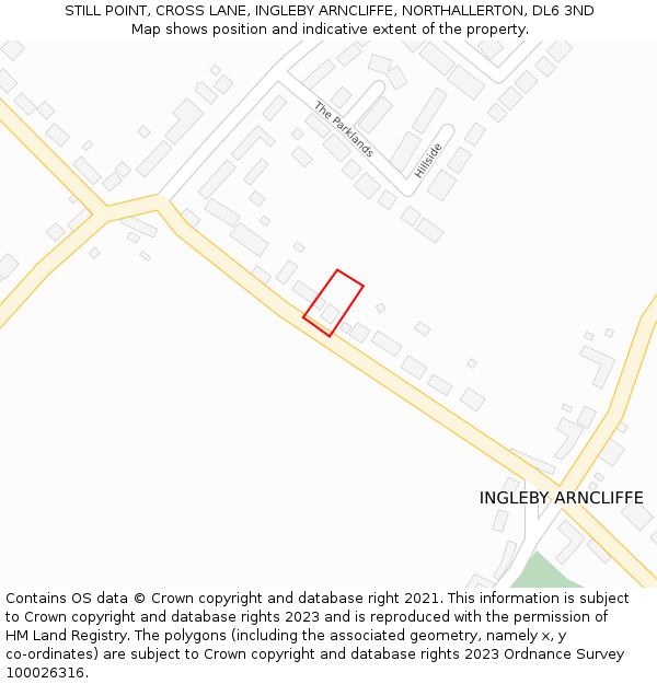 STILL POINT, CROSS LANE, INGLEBY ARNCLIFFE, NORTHALLERTON, DL6 3ND: Location map and indicative extent of plot