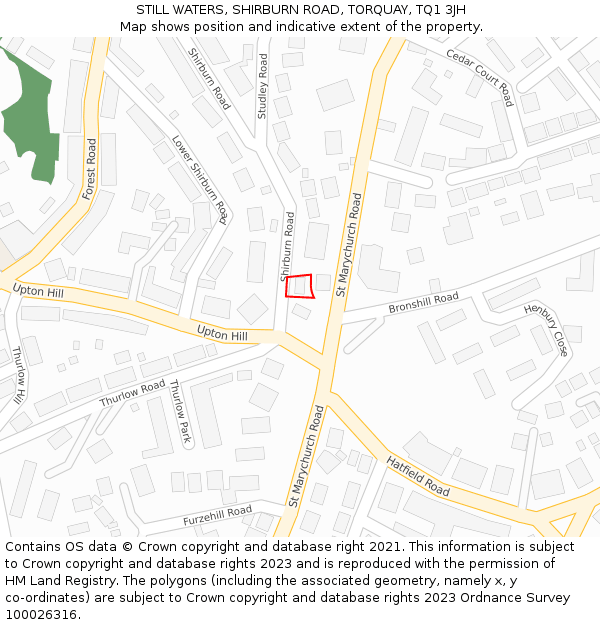 STILL WATERS, SHIRBURN ROAD, TORQUAY, TQ1 3JH: Location map and indicative extent of plot