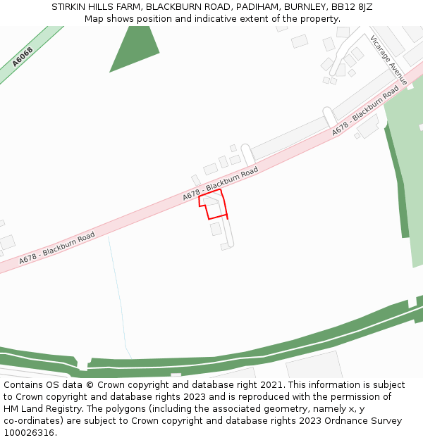 STIRKIN HILLS FARM, BLACKBURN ROAD, PADIHAM, BURNLEY, BB12 8JZ: Location map and indicative extent of plot