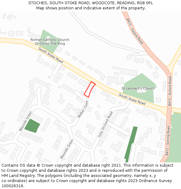 STOCHES, SOUTH STOKE ROAD, WOODCOTE, READING, RG8 0PL: Location map and indicative extent of plot