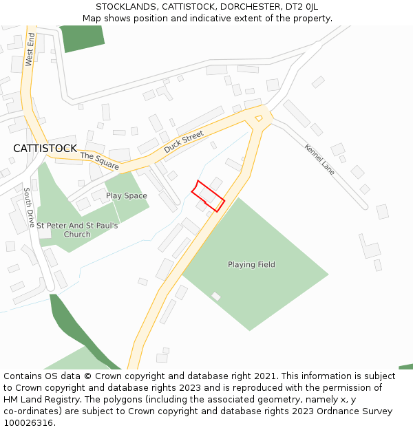 STOCKLANDS, CATTISTOCK, DORCHESTER, DT2 0JL: Location map and indicative extent of plot