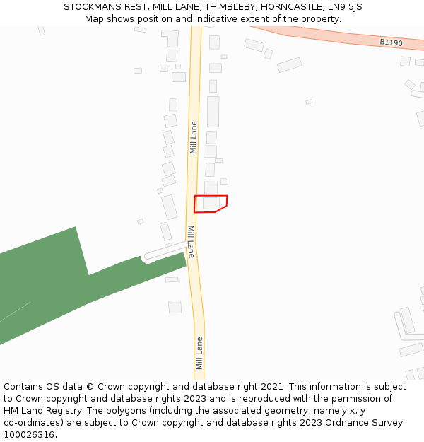 STOCKMANS REST, MILL LANE, THIMBLEBY, HORNCASTLE, LN9 5JS: Location map and indicative extent of plot