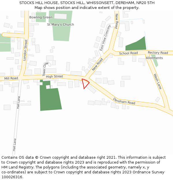 STOCKS HILL HOUSE, STOCKS HILL, WHISSONSETT, DEREHAM, NR20 5TH: Location map and indicative extent of plot