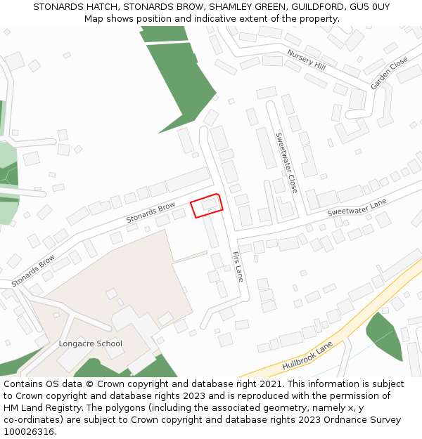 STONARDS HATCH, STONARDS BROW, SHAMLEY GREEN, GUILDFORD, GU5 0UY: Location map and indicative extent of plot