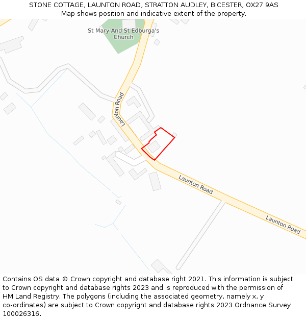 STONE COTTAGE, LAUNTON ROAD, STRATTON AUDLEY, BICESTER, OX27 9AS: Location map and indicative extent of plot