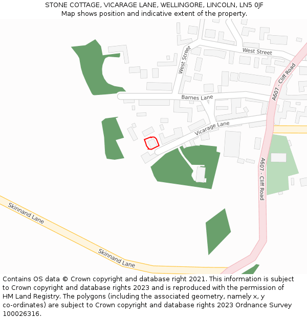 STONE COTTAGE, VICARAGE LANE, WELLINGORE, LINCOLN, LN5 0JF: Location map and indicative extent of plot