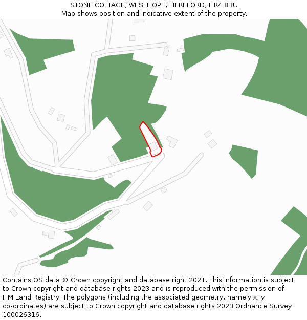 STONE COTTAGE, WESTHOPE, HEREFORD, HR4 8BU: Location map and indicative extent of plot