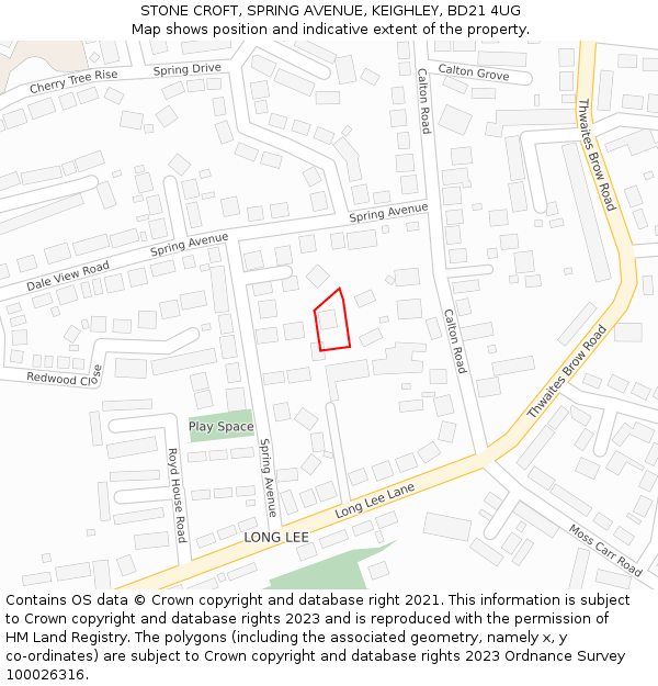 STONE CROFT, SPRING AVENUE, KEIGHLEY, BD21 4UG: Location map and indicative extent of plot