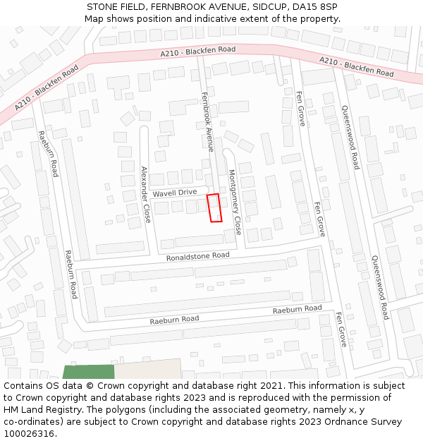 STONE FIELD, FERNBROOK AVENUE, SIDCUP, DA15 8SP: Location map and indicative extent of plot