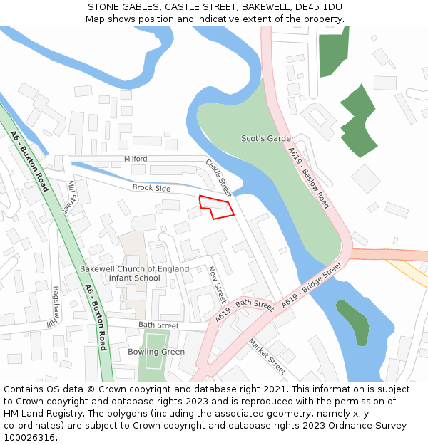 STONE GABLES, CASTLE STREET, BAKEWELL, DE45 1DU: Location map and indicative extent of plot