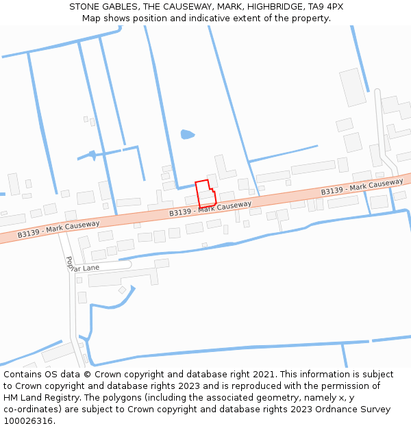STONE GABLES, THE CAUSEWAY, MARK, HIGHBRIDGE, TA9 4PX: Location map and indicative extent of plot