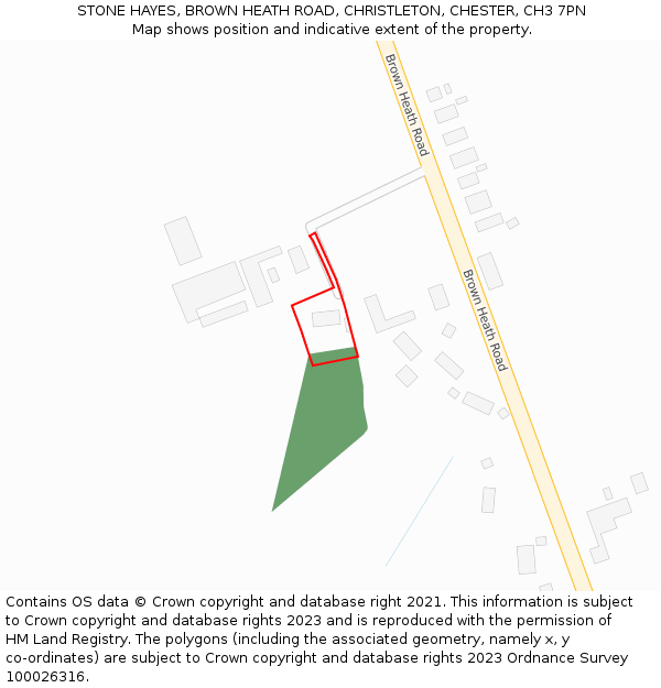 STONE HAYES, BROWN HEATH ROAD, CHRISTLETON, CHESTER, CH3 7PN: Location map and indicative extent of plot