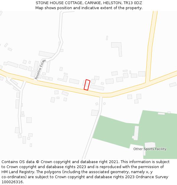 STONE HOUSE COTTAGE, CARNKIE, HELSTON, TR13 0DZ: Location map and indicative extent of plot