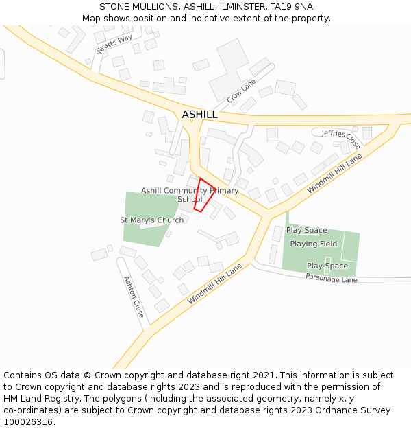 STONE MULLIONS, ASHILL, ILMINSTER, TA19 9NA: Location map and indicative extent of plot