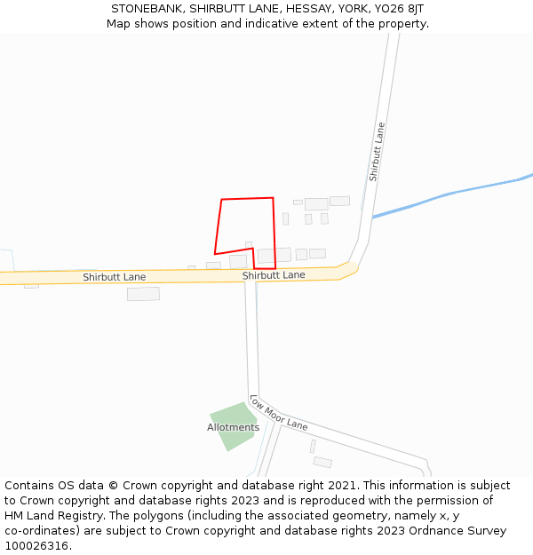 STONEBANK, SHIRBUTT LANE, HESSAY, YORK, YO26 8JT: Location map and indicative extent of plot