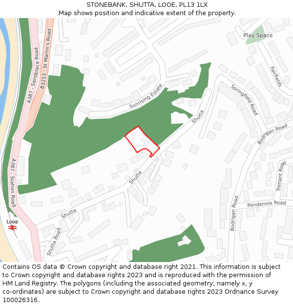 STONEBANK, SHUTTA, LOOE, PL13 1LX: Location map and indicative extent of plot