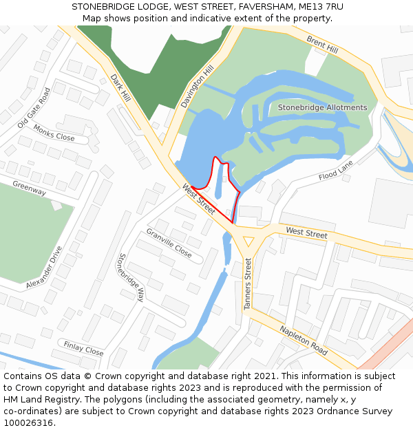 STONEBRIDGE LODGE, WEST STREET, FAVERSHAM, ME13 7RU: Location map and indicative extent of plot