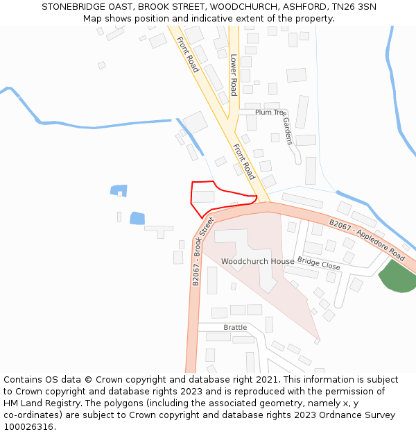 STONEBRIDGE OAST, BROOK STREET, WOODCHURCH, ASHFORD, TN26 3SN: Location map and indicative extent of plot