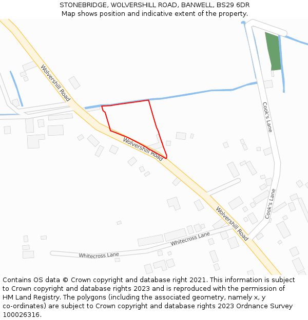 STONEBRIDGE, WOLVERSHILL ROAD, BANWELL, BS29 6DR: Location map and indicative extent of plot