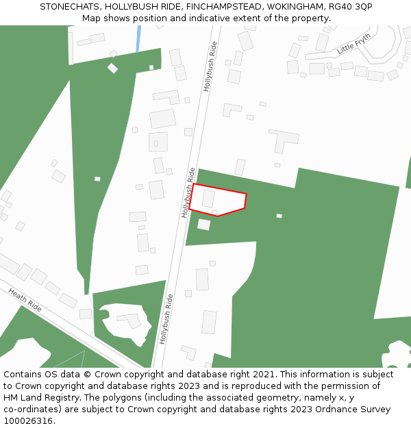 STONECHATS, HOLLYBUSH RIDE, FINCHAMPSTEAD, WOKINGHAM, RG40 3QP: Location map and indicative extent of plot