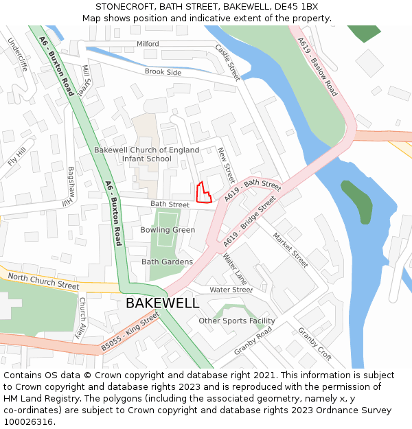 STONECROFT, BATH STREET, BAKEWELL, DE45 1BX: Location map and indicative extent of plot