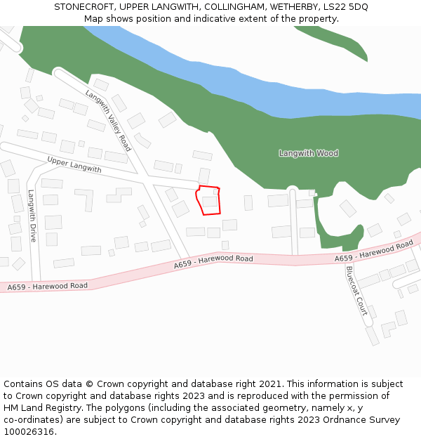 STONECROFT, UPPER LANGWITH, COLLINGHAM, WETHERBY, LS22 5DQ: Location map and indicative extent of plot