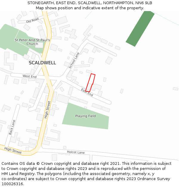STONEGARTH, EAST END, SCALDWELL, NORTHAMPTON, NN6 9LB: Location map and indicative extent of plot