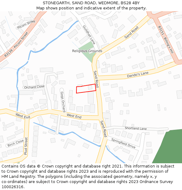 STONEGARTH, SAND ROAD, WEDMORE, BS28 4BY: Location map and indicative extent of plot