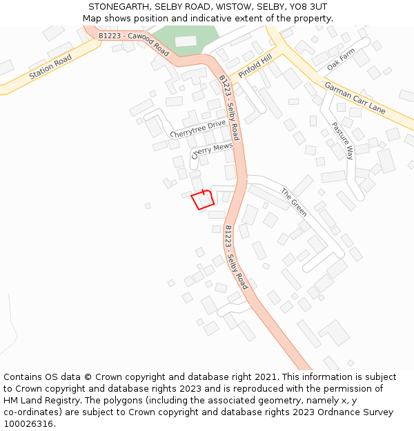 STONEGARTH, SELBY ROAD, WISTOW, SELBY, YO8 3UT: Location map and indicative extent of plot