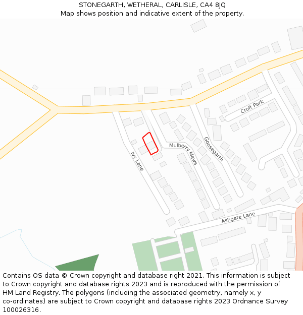 STONEGARTH, WETHERAL, CARLISLE, CA4 8JQ: Location map and indicative extent of plot