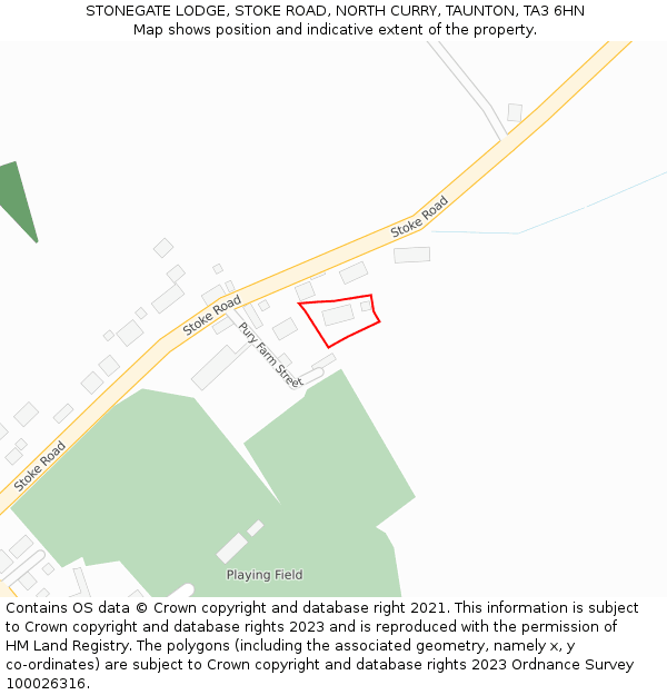 STONEGATE LODGE, STOKE ROAD, NORTH CURRY, TAUNTON, TA3 6HN: Location map and indicative extent of plot