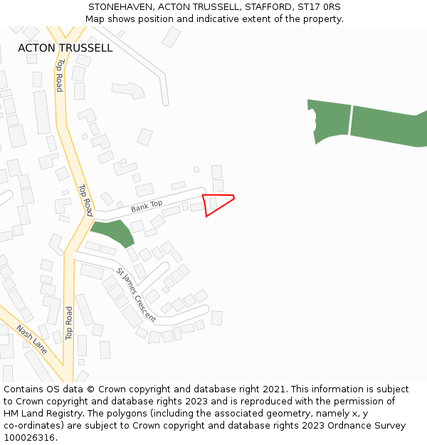 STONEHAVEN, ACTON TRUSSELL, STAFFORD, ST17 0RS: Location map and indicative extent of plot