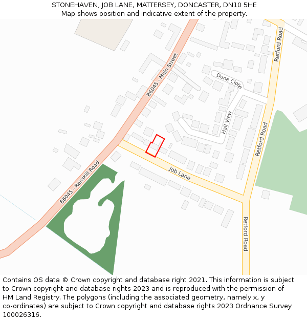 STONEHAVEN, JOB LANE, MATTERSEY, DONCASTER, DN10 5HE: Location map and indicative extent of plot