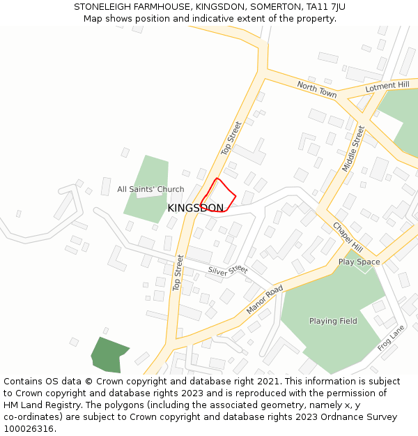 STONELEIGH FARMHOUSE, KINGSDON, SOMERTON, TA11 7JU: Location map and indicative extent of plot