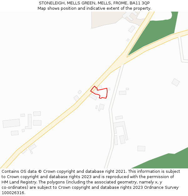 STONELEIGH, MELLS GREEN, MELLS, FROME, BA11 3QP: Location map and indicative extent of plot