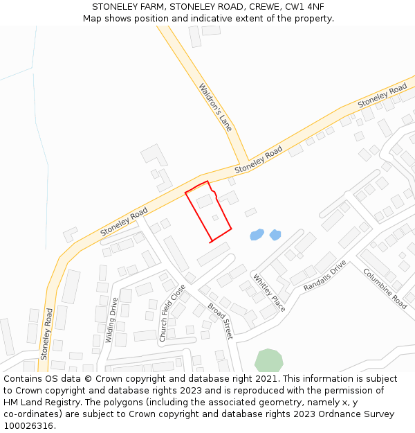 STONELEY FARM, STONELEY ROAD, CREWE, CW1 4NF: Location map and indicative extent of plot