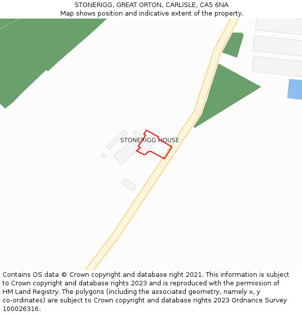 STONERIGG, GREAT ORTON, CARLISLE, CA5 6NA: Location map and indicative extent of plot