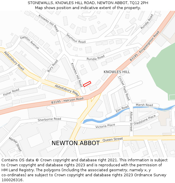 STONEWALLS, KNOWLES HILL ROAD, NEWTON ABBOT, TQ12 2PH: Location map and indicative extent of plot