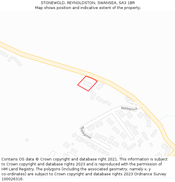 STONEWOLD, REYNOLDSTON, SWANSEA, SA3 1BR: Location map and indicative extent of plot