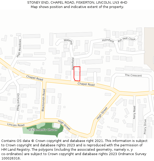 STONEY END, CHAPEL ROAD, FISKERTON, LINCOLN, LN3 4HD: Location map and indicative extent of plot