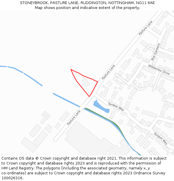 STONEYBROOK, PASTURE LANE, RUDDINGTON, NOTTINGHAM, NG11 6AE: Location map and indicative extent of plot