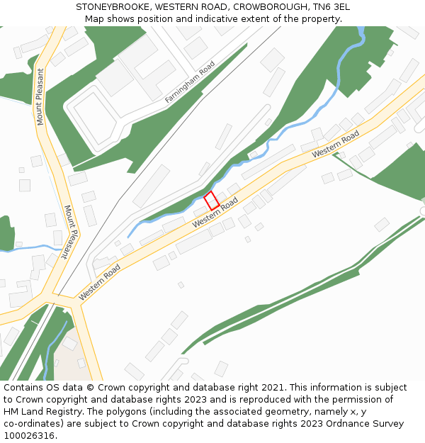 STONEYBROOKE, WESTERN ROAD, CROWBOROUGH, TN6 3EL: Location map and indicative extent of plot