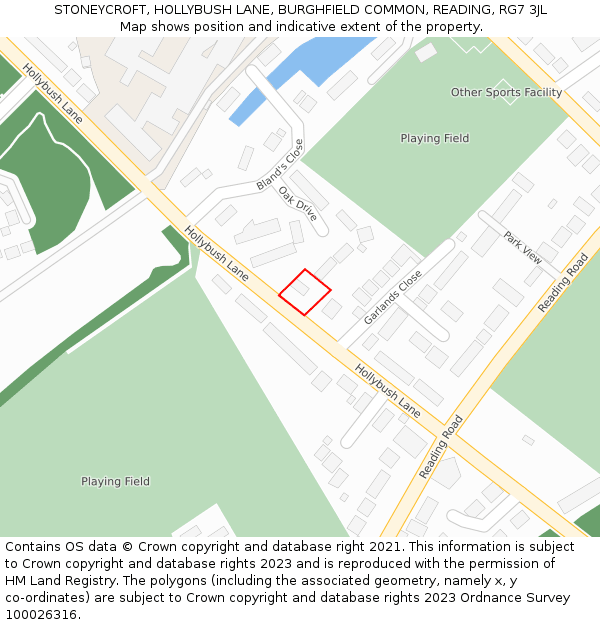 STONEYCROFT, HOLLYBUSH LANE, BURGHFIELD COMMON, READING, RG7 3JL: Location map and indicative extent of plot