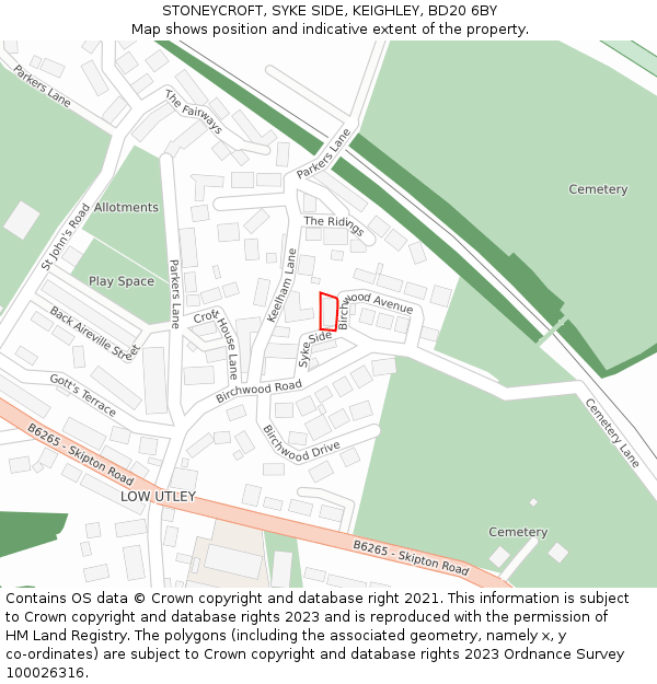 STONEYCROFT, SYKE SIDE, KEIGHLEY, BD20 6BY: Location map and indicative extent of plot