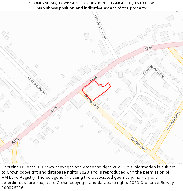 STONEYMEAD, TOWNSEND, CURRY RIVEL, LANGPORT, TA10 0HW: Location map and indicative extent of plot